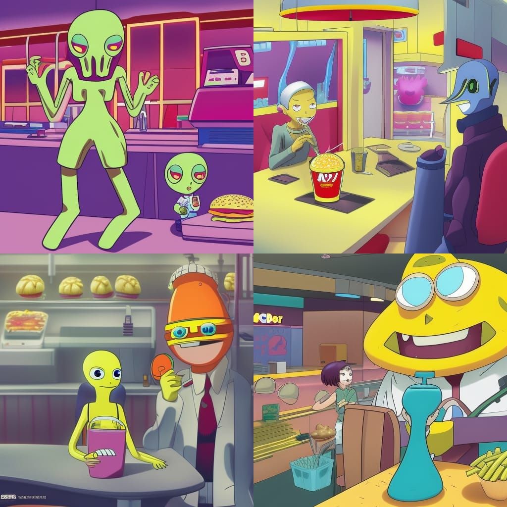 Alien McDonald's Worker Serves SpongeBob: Anime Style