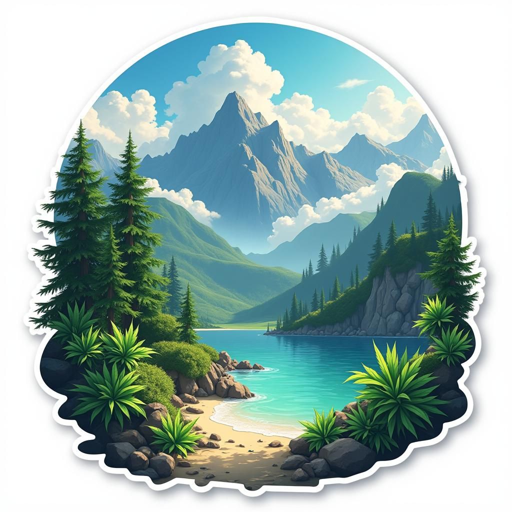 Anime Nature T-Shirt Print with Cannabis Leaves