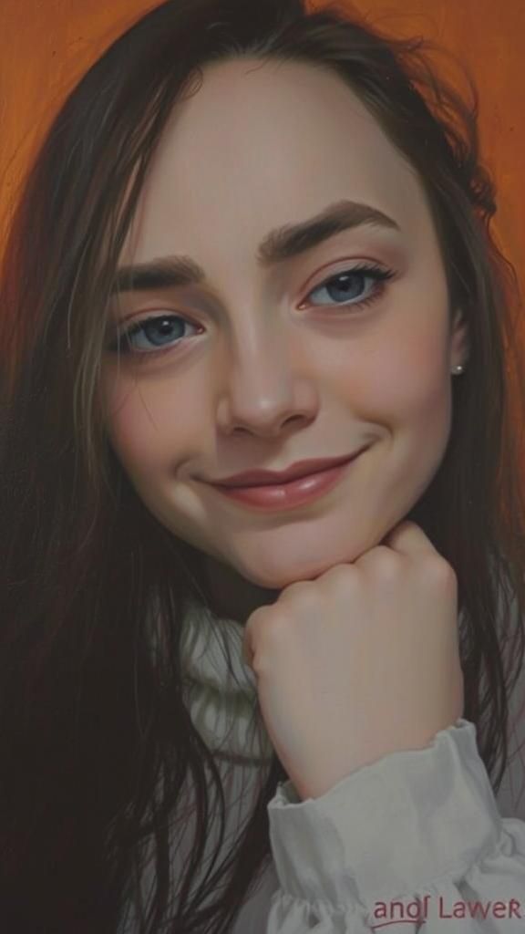 Woman Contemplates Surreal Landscape as Oil Painting