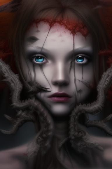 Intricate Digital Painting of a Multi-Eyed Demon Girl