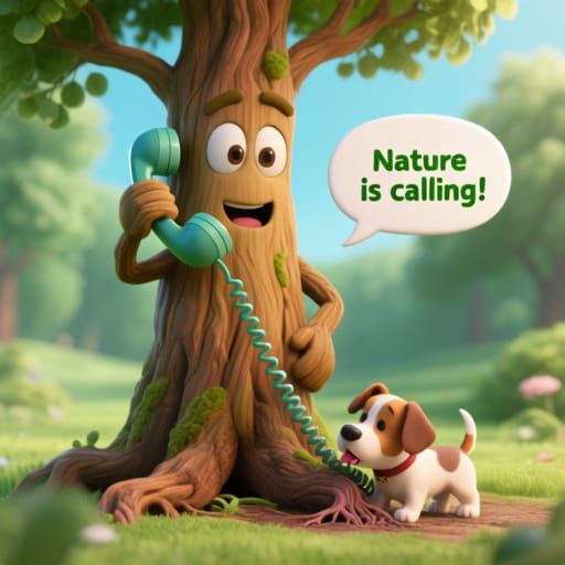 Anthropomorphic Tree Answers Nature's Call in CGI Cartoon