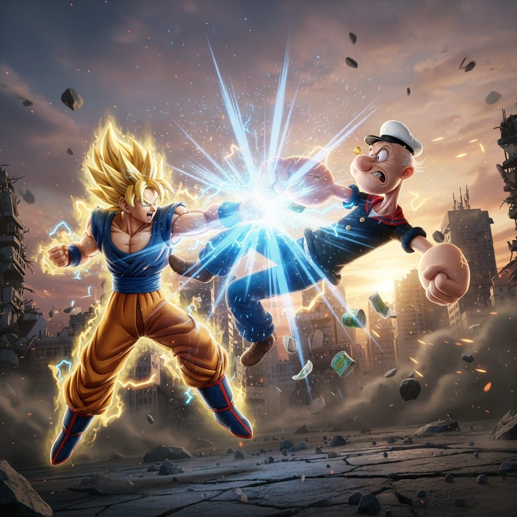 Goku Punches Popeye in Epic 3D Game Cinematic
