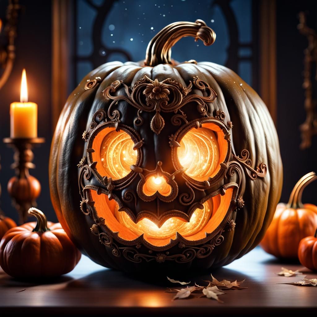 Steampunk Pumpkin Lantern in Magical Moonlight