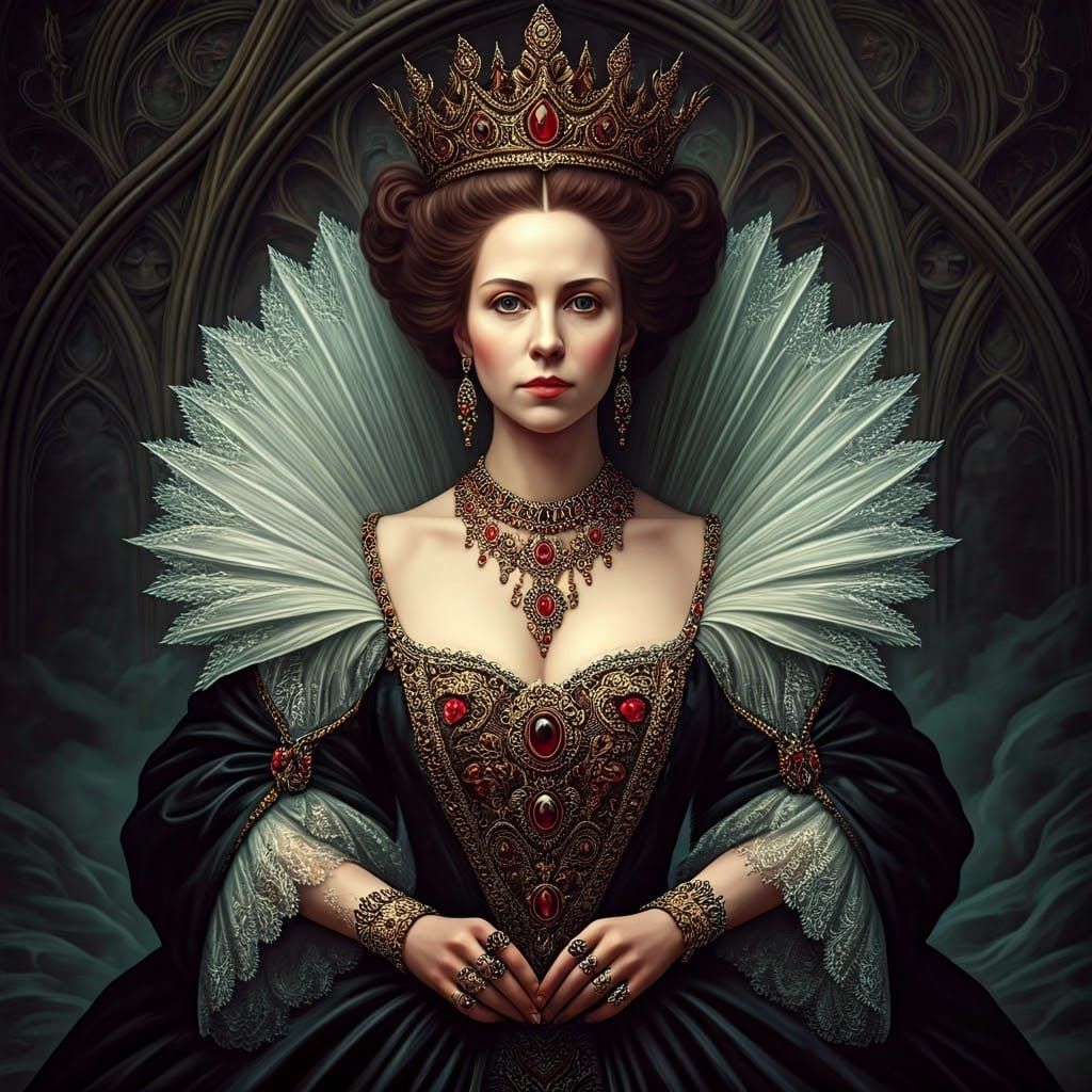 Ethereal Queen in Dreamlike Oil Painting