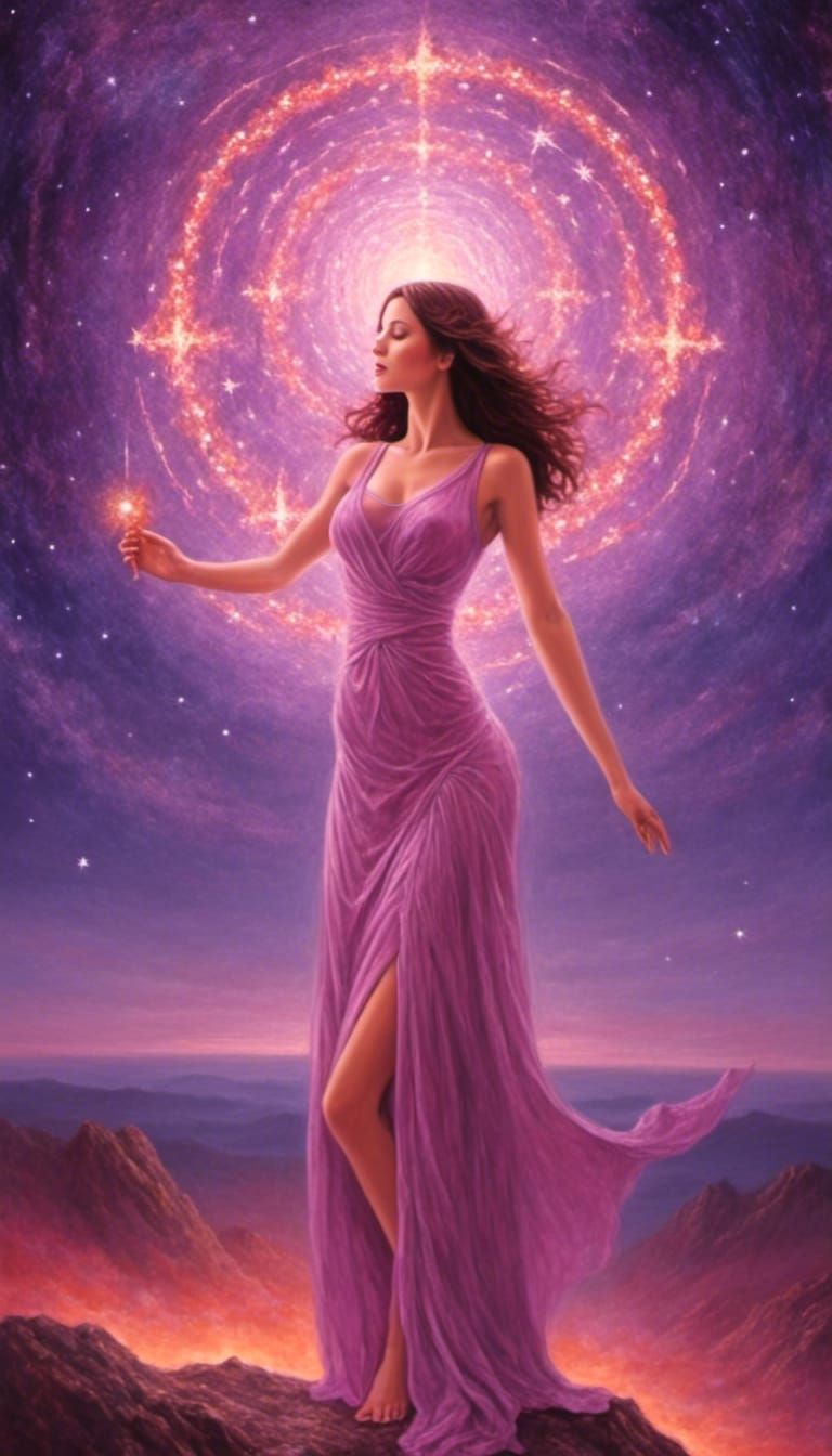 Astraea star maiden of the universe presents her gift onto t...