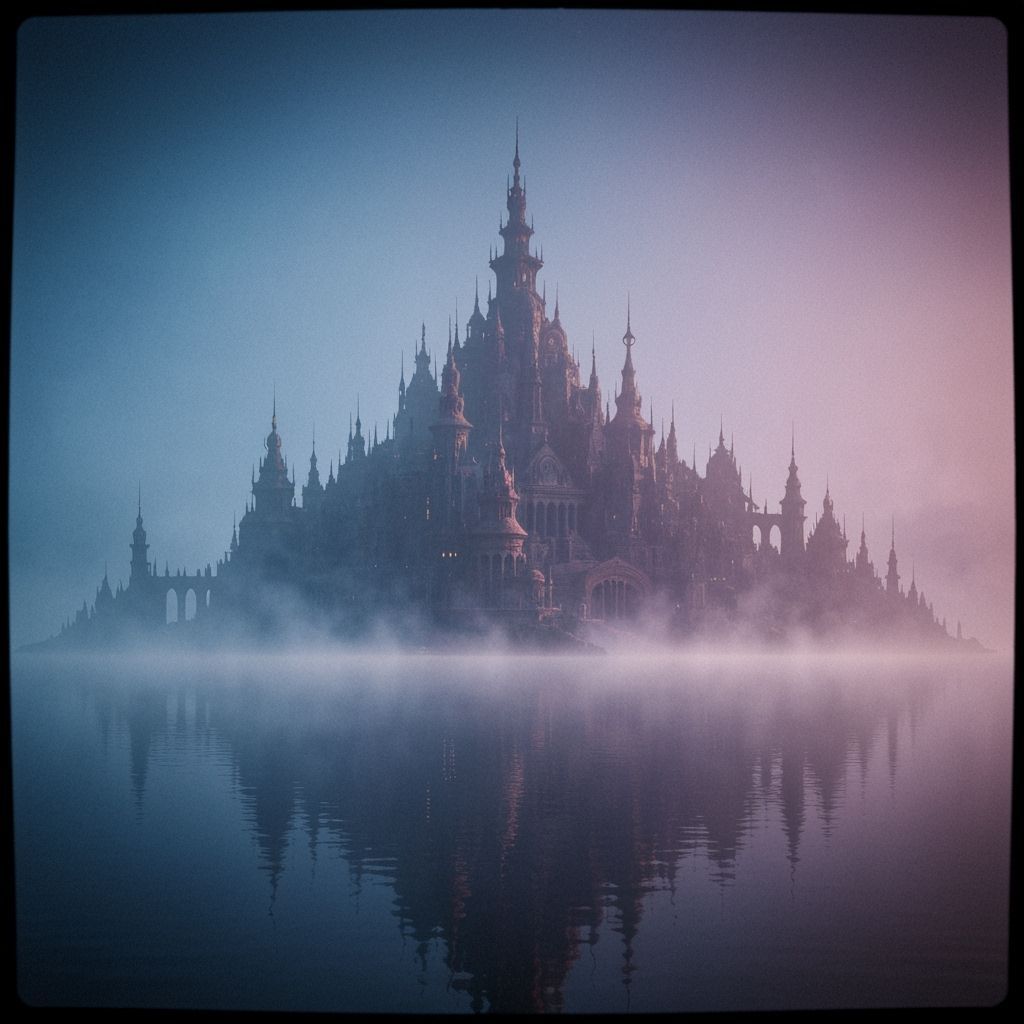 Mysterious City on Misty Lake Shores