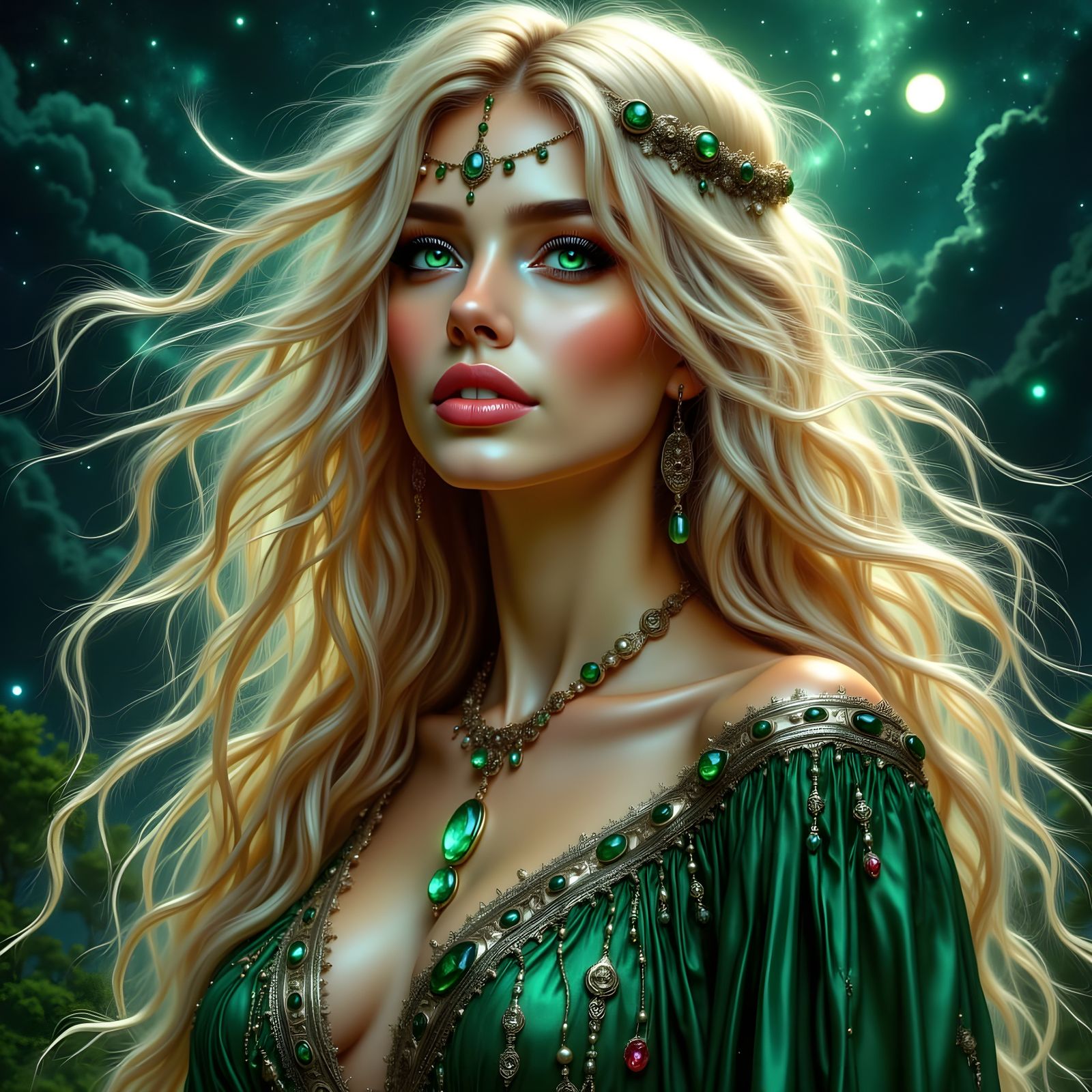 A Goddess of Beauty Under the Night Sky