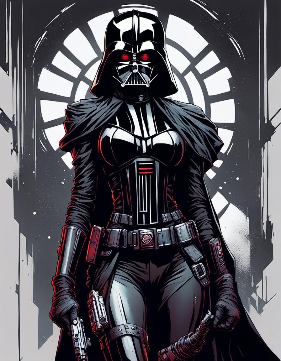 Cyberpunk Assassin in Dystopian Ink Drawing