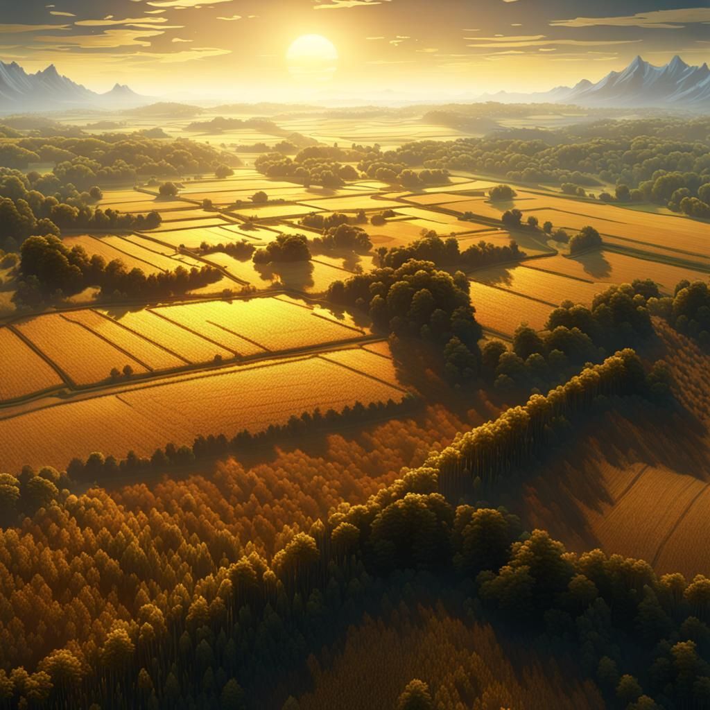 Golden Grain Field: Dark Fantasy Concept Art