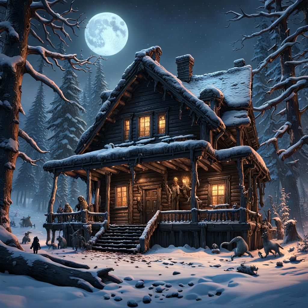 Child Defends Cabin From Zombie Horde in Winter