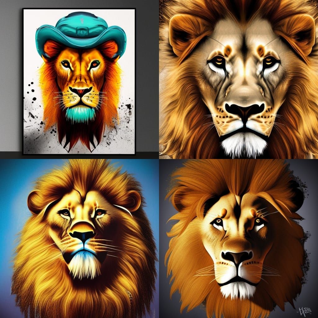 Hyperrealistic Gangster Lion in Splash Art Style