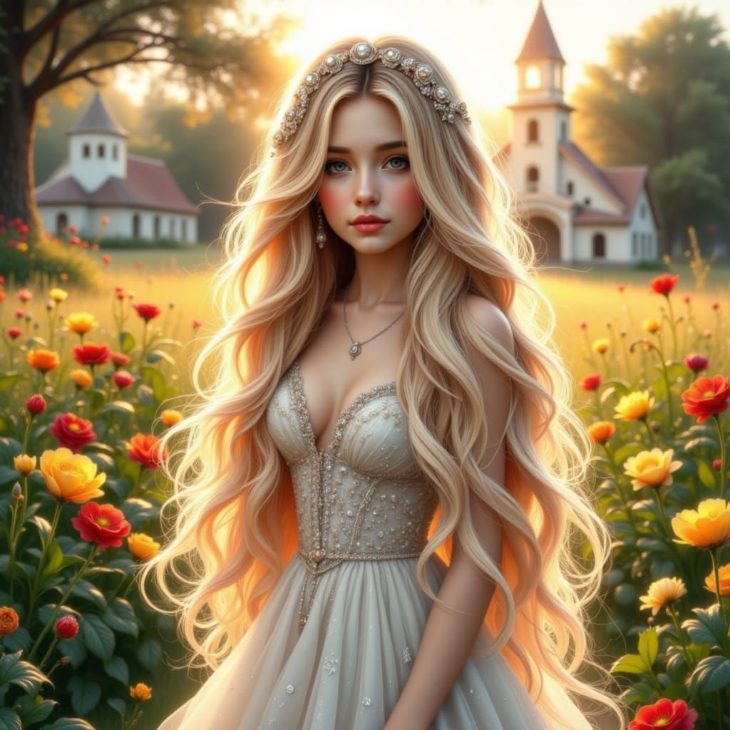 Elegant Princess in Filigree Kokoshnik and Veil