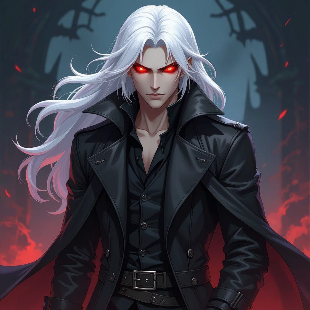 Anime Vampire with Red Eyes in Castlevania Style