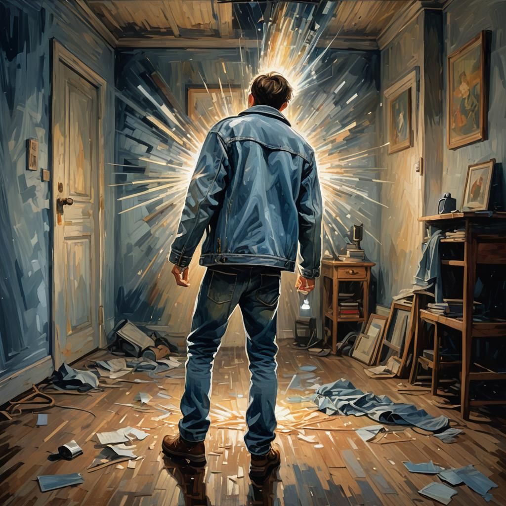 Flashlight in Dim Room: Post-Impressionism Splash Art