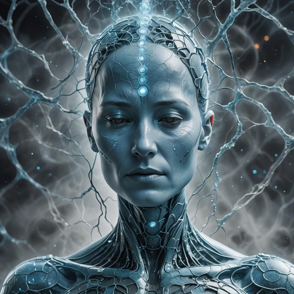 Hyperrealistic Portrait: Female Dr. Manhattan Cooling Off