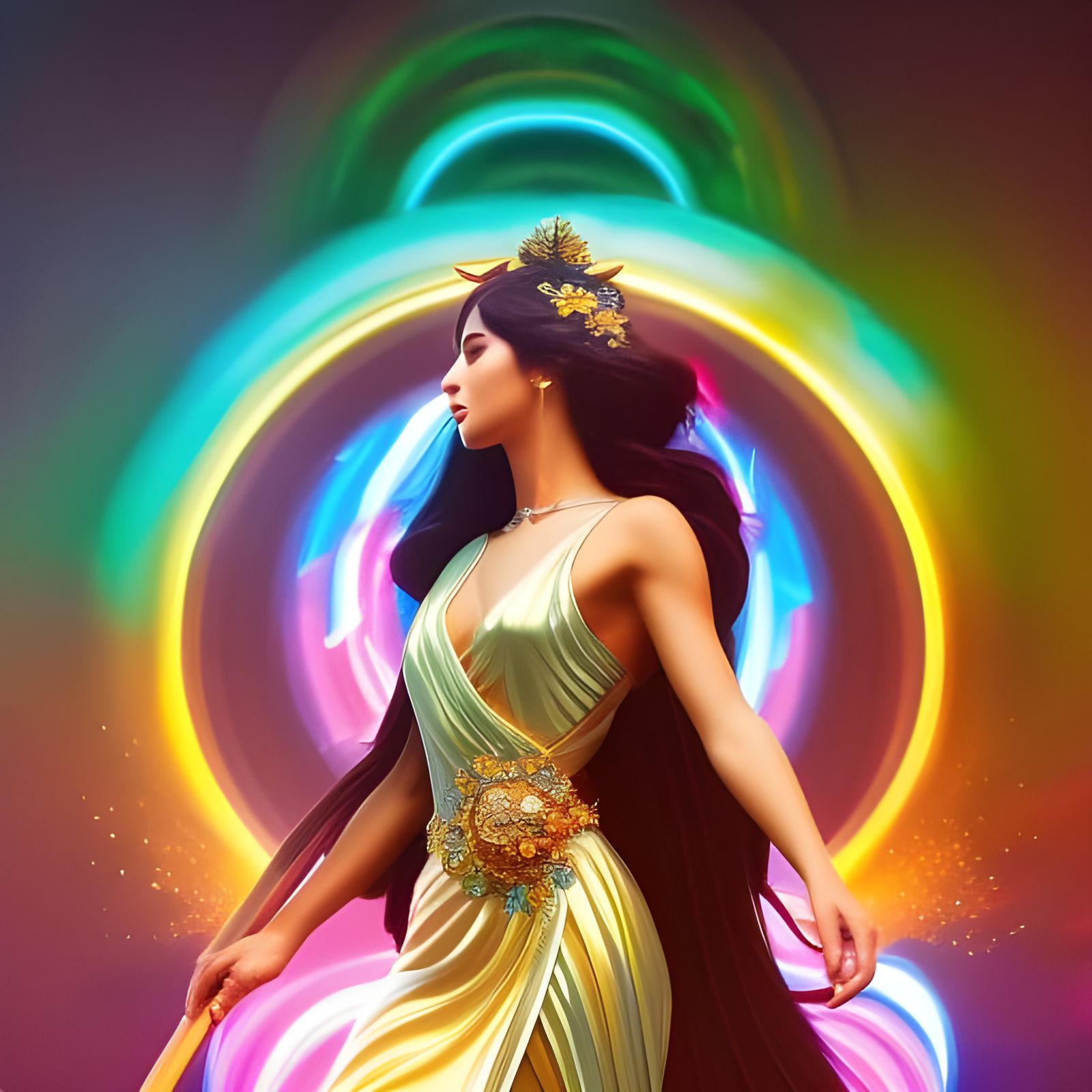 Greek Goddess Iris Portrait in Art Nouveau Style