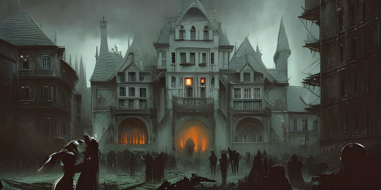 Vampires' Ball in Gothic Manoir: Dark Fantasy Art