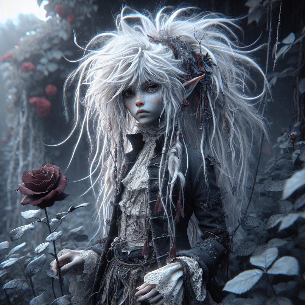 Gothic Pixie Lurks in Enchanted Garden