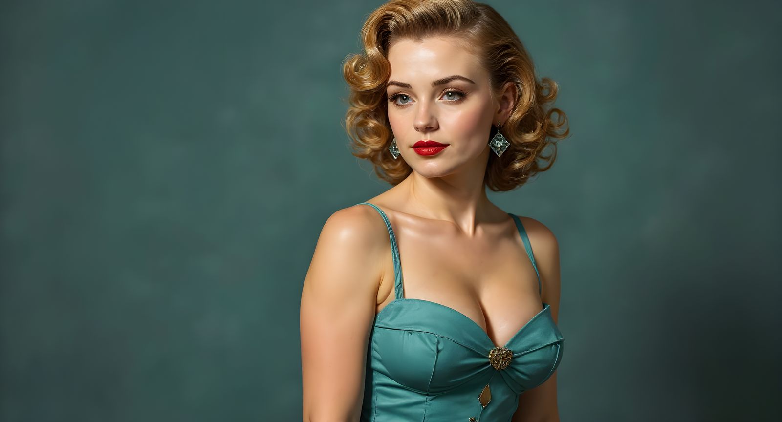 1950s Pin-Up Woman in Impressionist Style