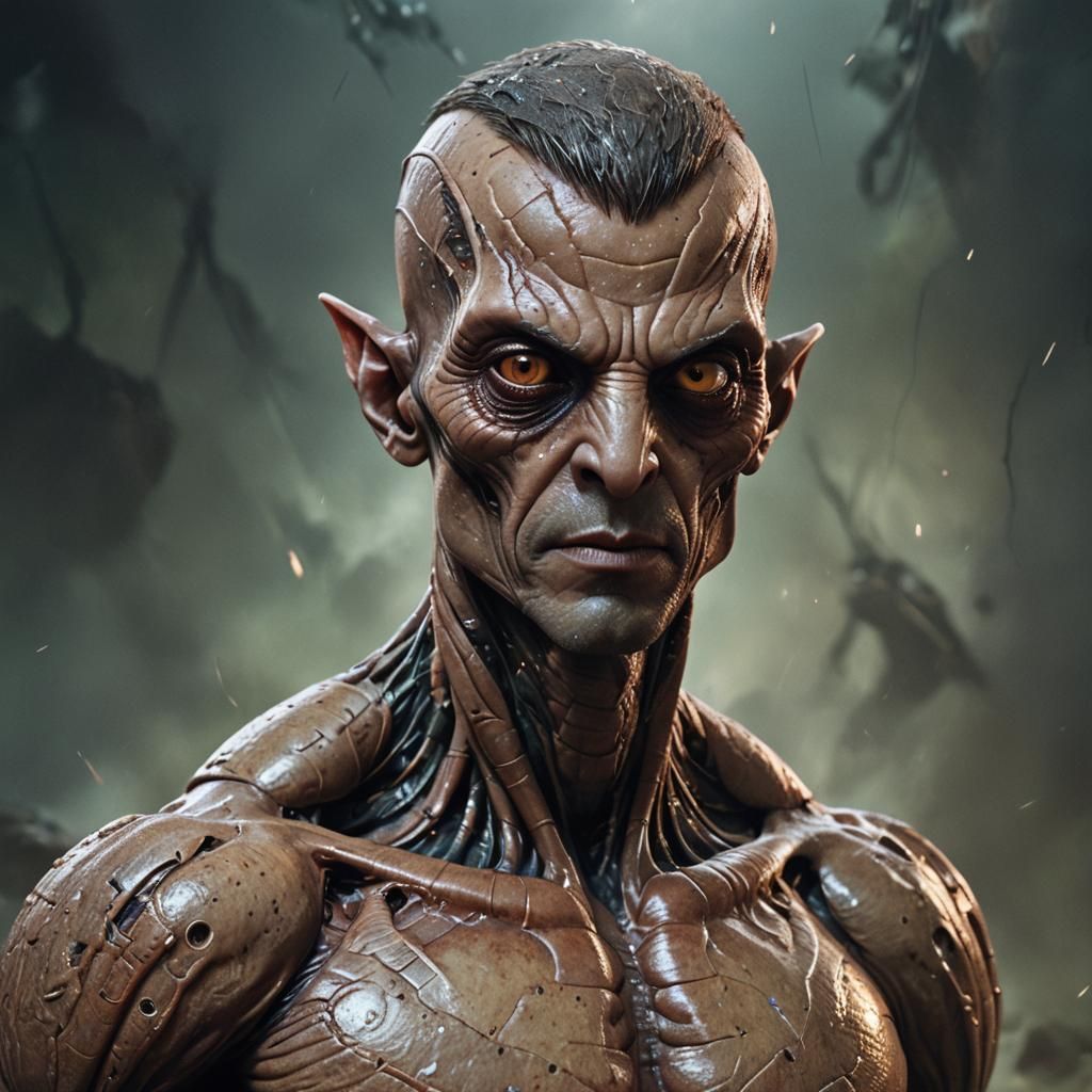 Hyperrealistic Portrait of a Beaked Alien Man