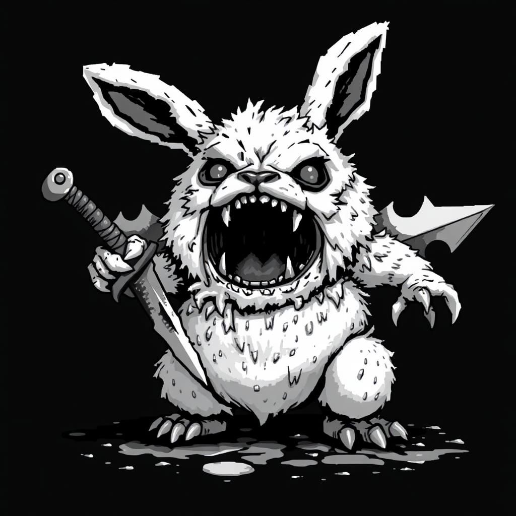 Grotesque Rabbit Creature in 16-bit Pixel Art