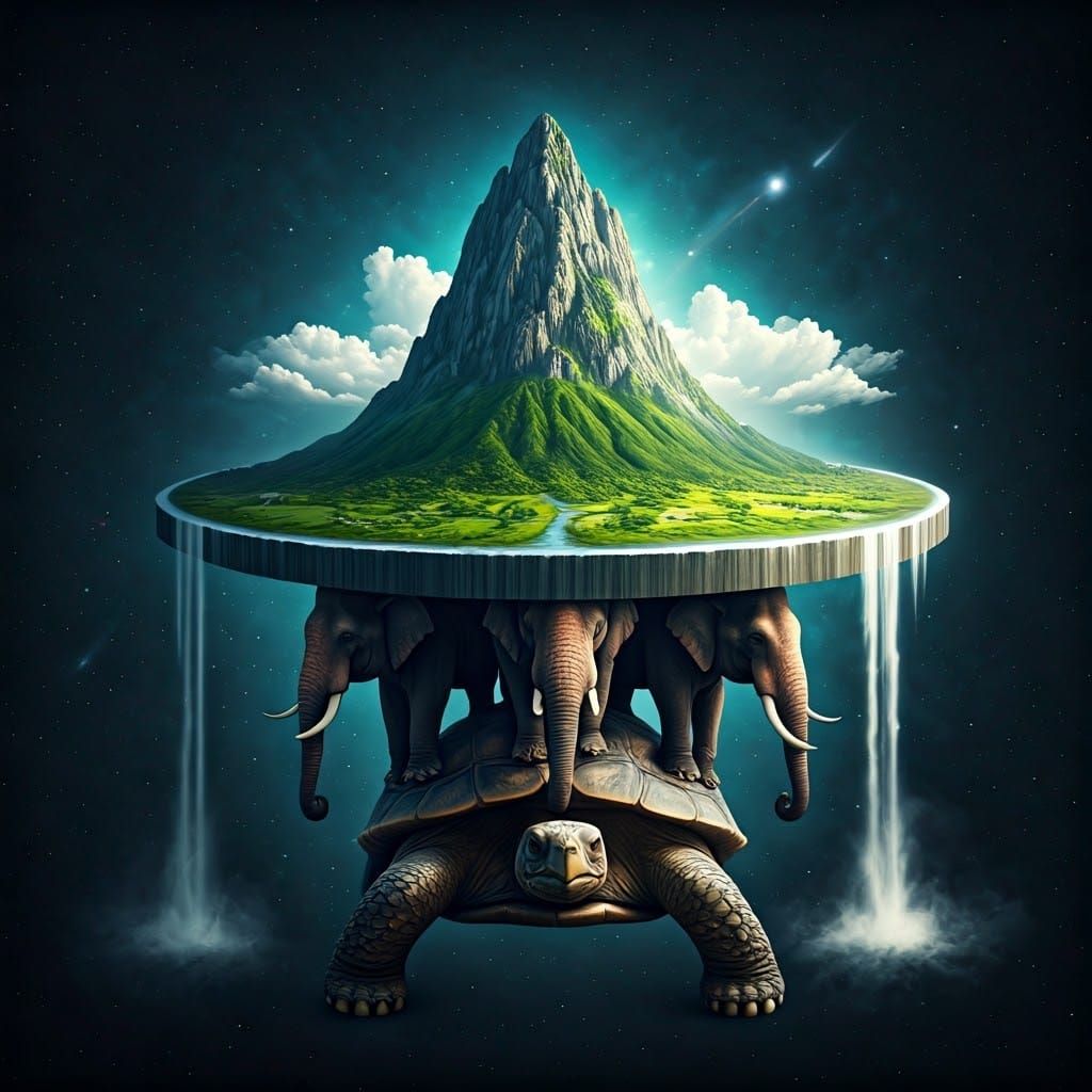 Epic Space Turtle Supports Discworld Landscape