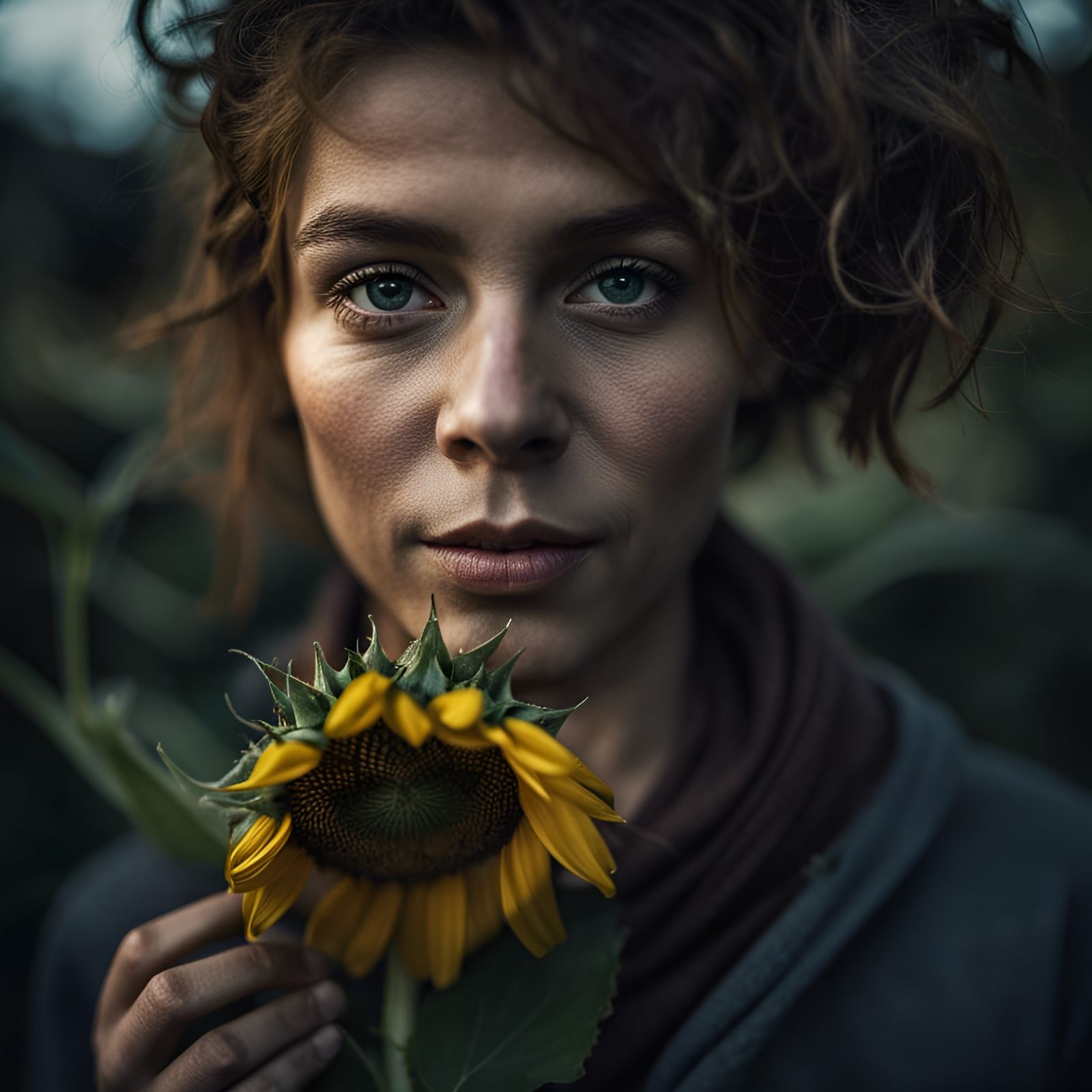 Sunflower Portrait in Natural Ambient Light