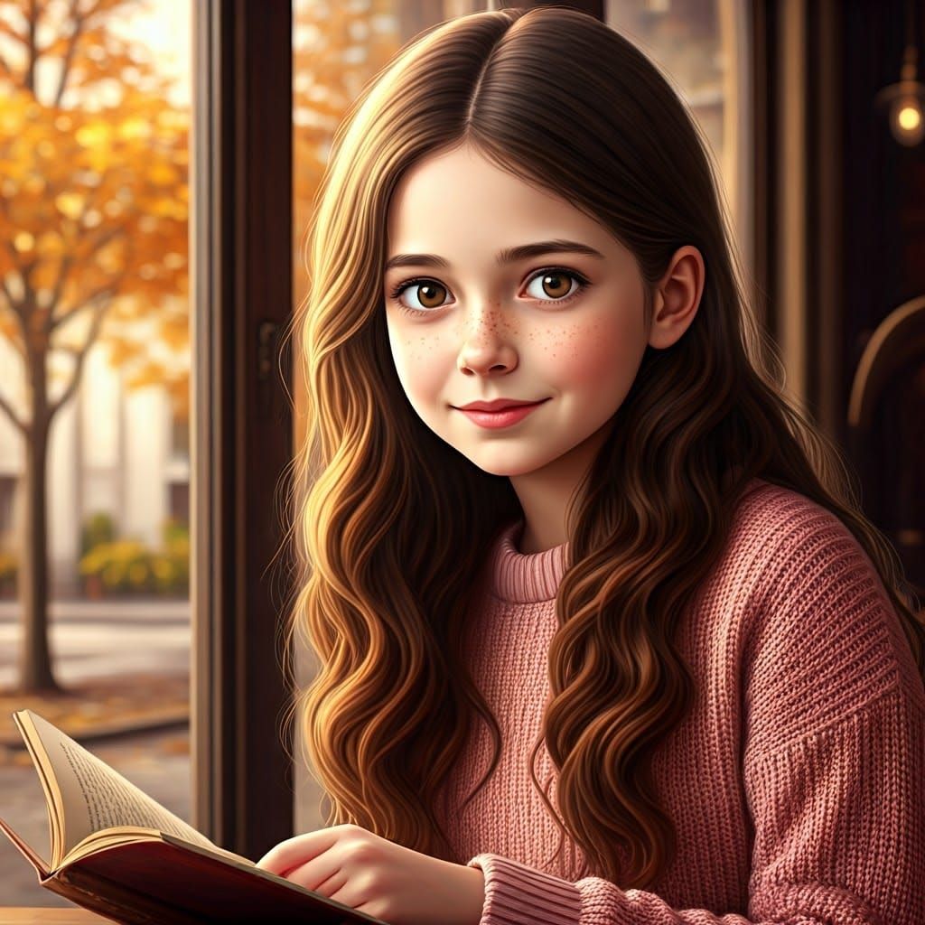 Cozy Cafe Scene with Young Girl