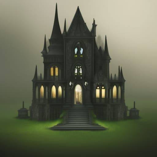 Epic gothic house painted black& ethereal gothic windows& Gothic vibes& ethereal vibes& dark fantasy vibes& fantasy vibe...