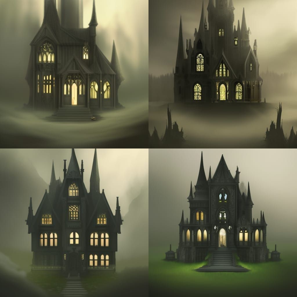 Epic gothic house painted black& ethereal gothic windows& Gothic vibes& ethereal vibes& dark fantasy vibes& fantasy vibe...