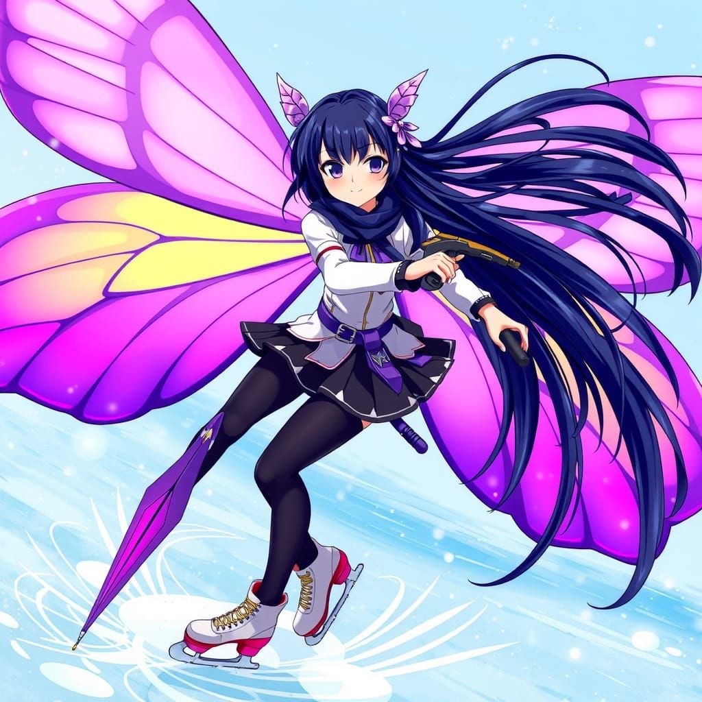 Anime Girl Controlled by Purple Butterfly in Vibrant Pastel ...