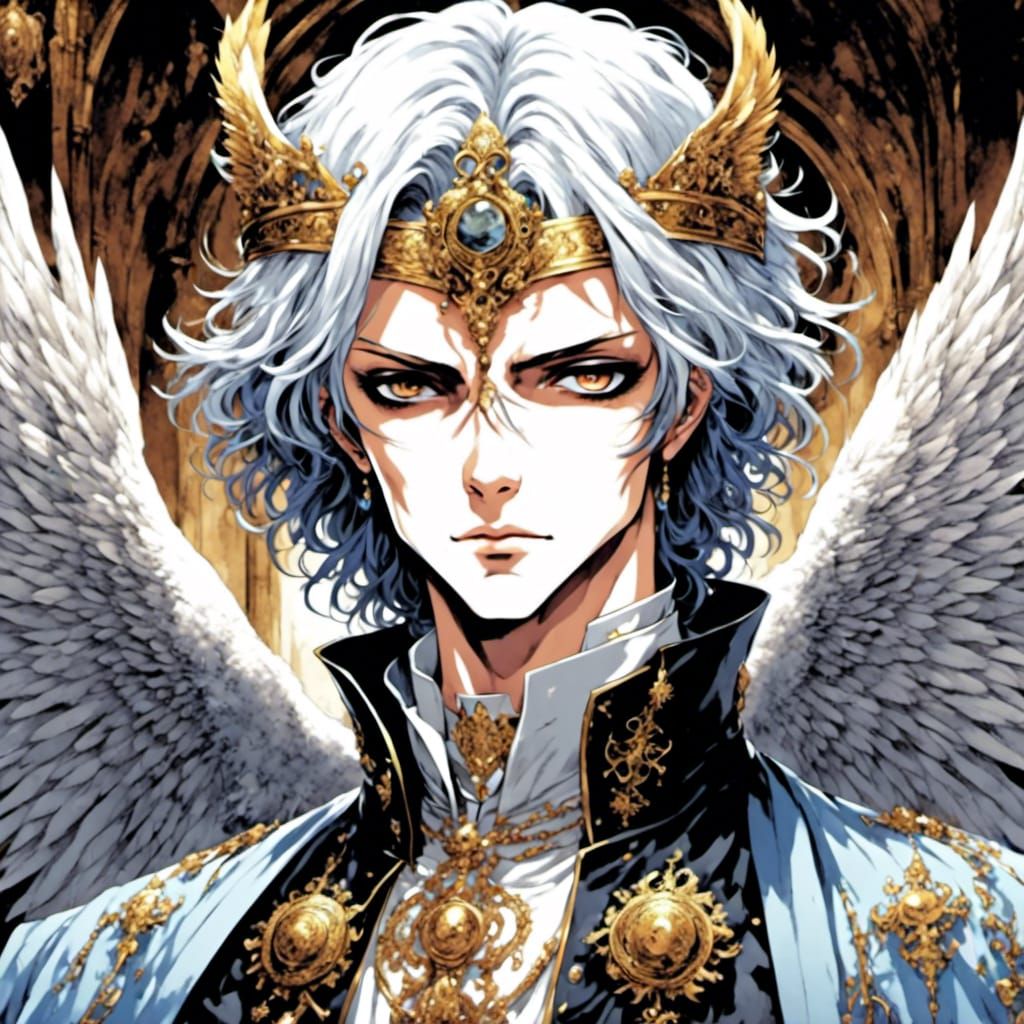 Bishonen Fallen Angel in Manga Anime Style