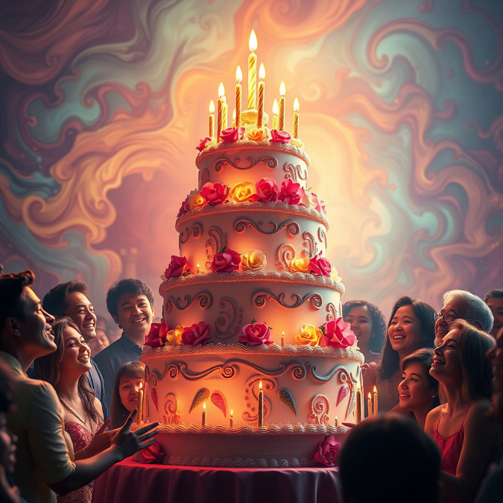 Majestic Birthday Cake in High-Fantasy Style