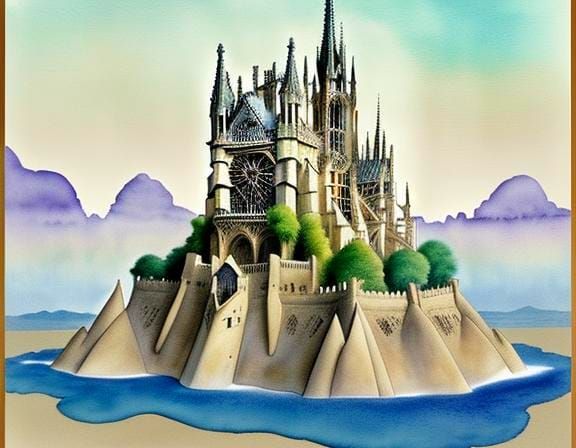 Parisian Sand Cathedral: Mixed-Media Art