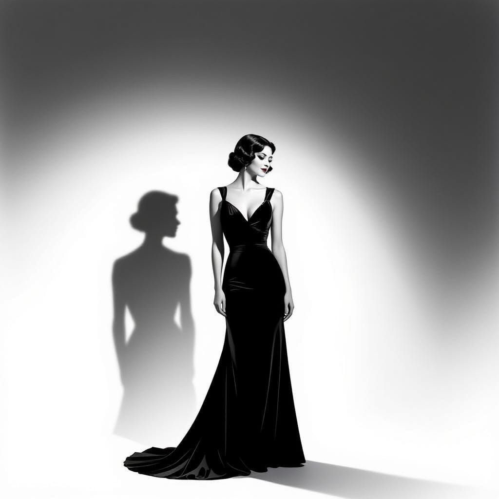Elegant 1930s Woman Gazing Lovingly, Realistic Photo