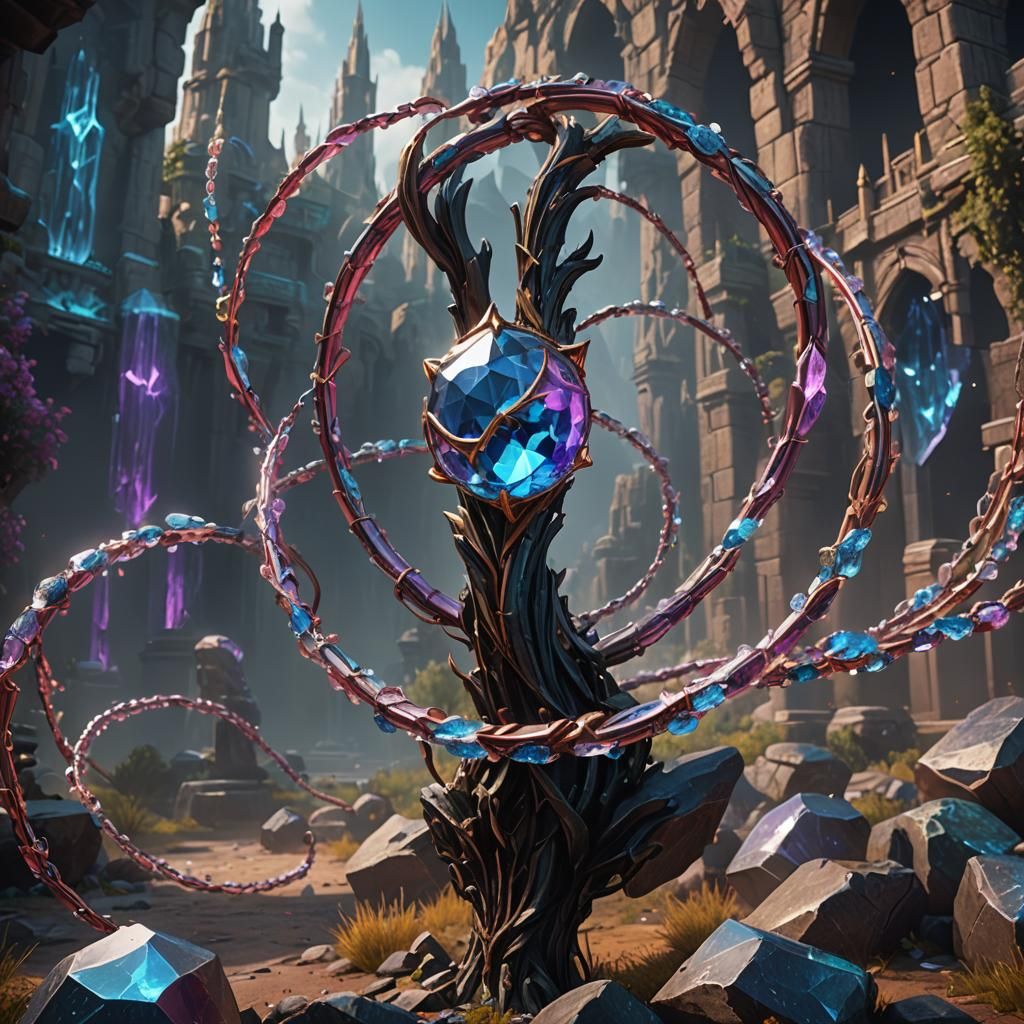 Fantastical Crystal Bullwhip in Detailed Digital Art