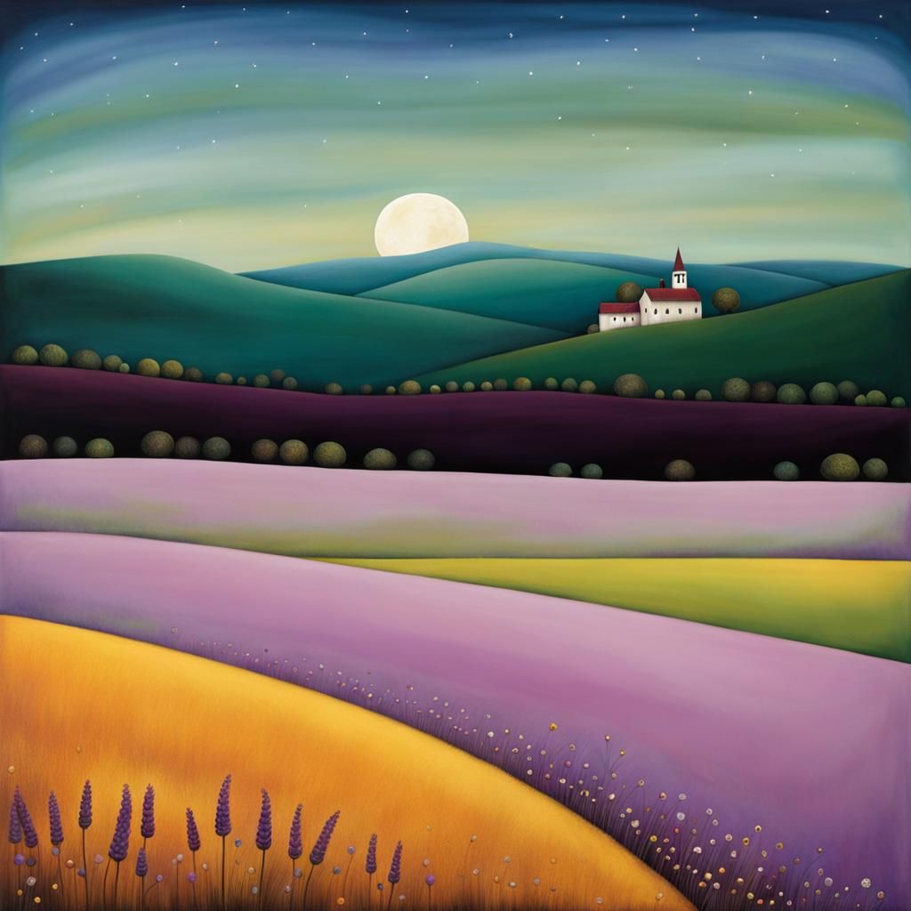 Lavender Dreams: Rolling Hills in Bold Colors