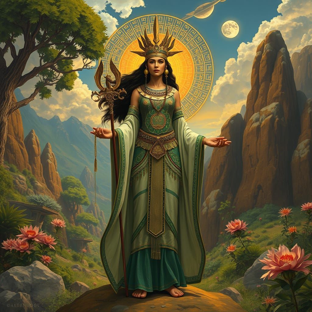 Ki: Sumerian Goddess of Earth in Matte Painting Style