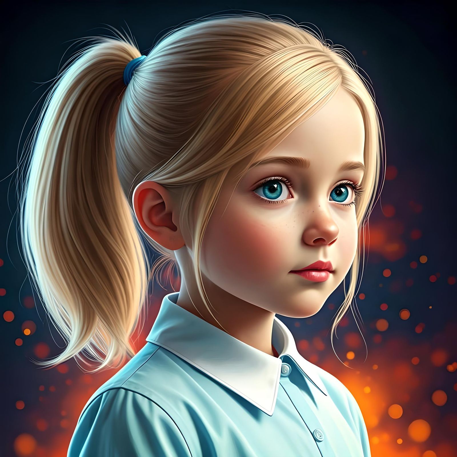Blonde Schoolgirl with Braids in Hyperrealistic Style