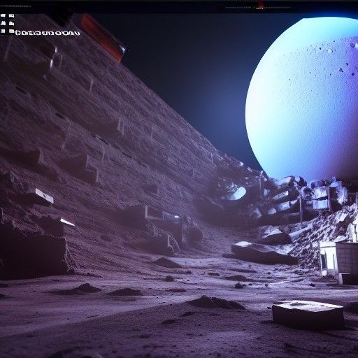 Abandoned Crystal Mine on Moon: Surreal Futuristic View