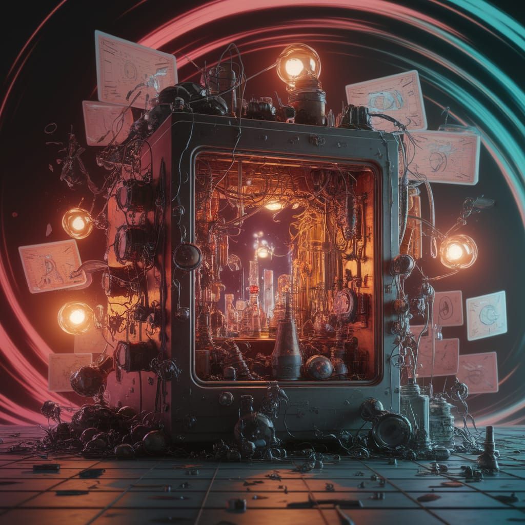 Surreal Laboratory Scene in a Dreamlike Atmosphere