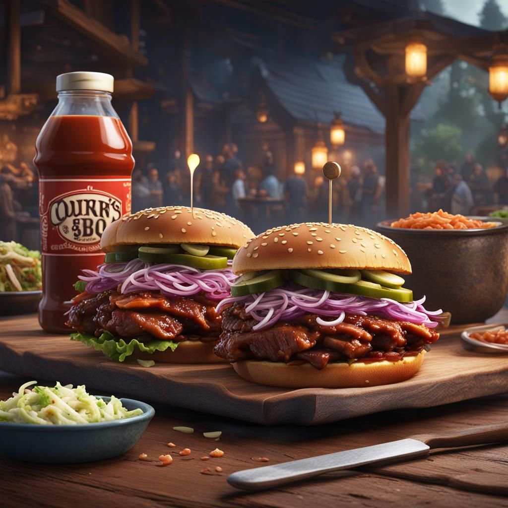 BBQ Pork Sandwich Matte Painting