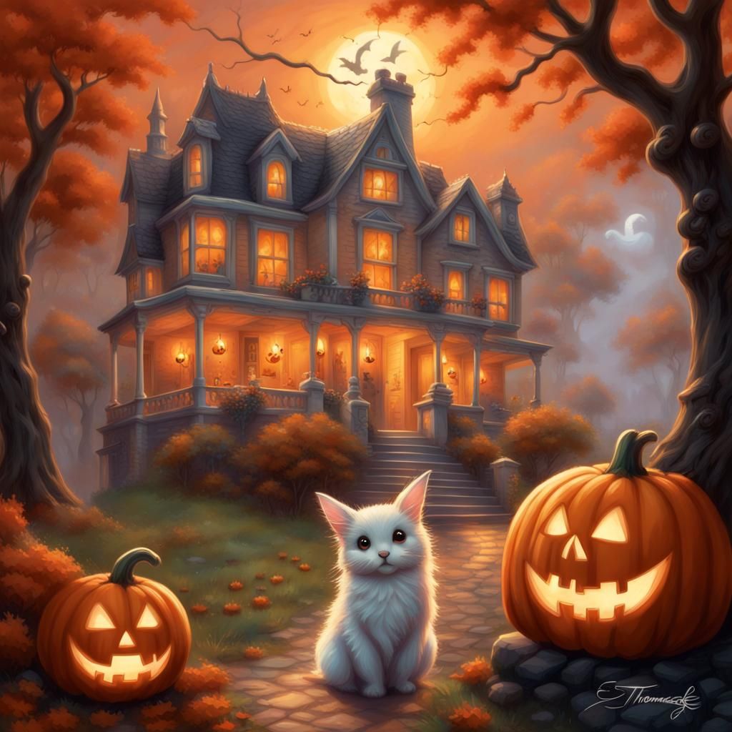 Kawaii Halloween Bunny in Ethereal Fantasy Style