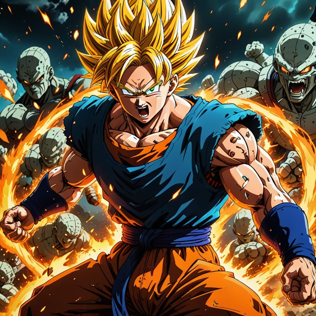 Epic Anime Battle in Dragon Ball Z Style