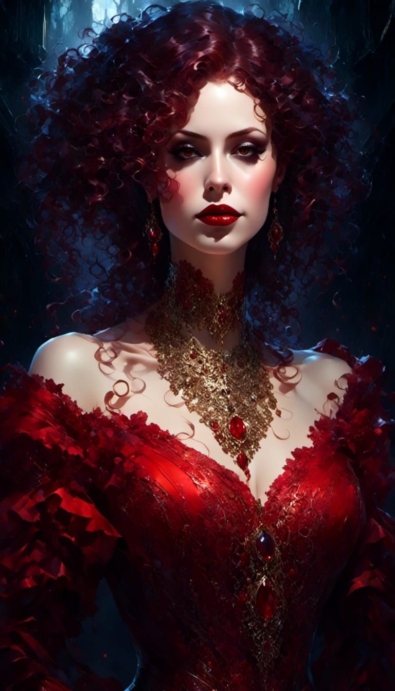 Victorian Vampire Portrait with Red Hair