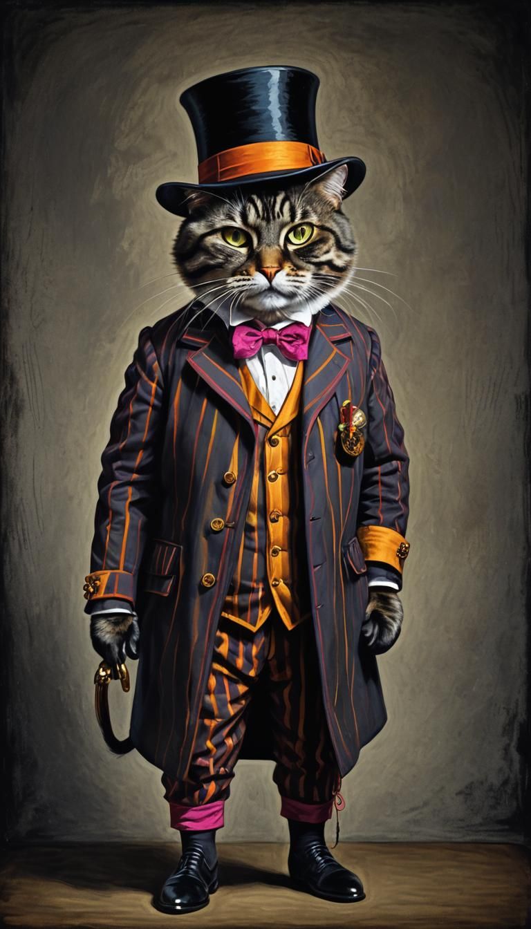 Devious Cat Gentleman in Zoot Suit: Dramatic Portrait