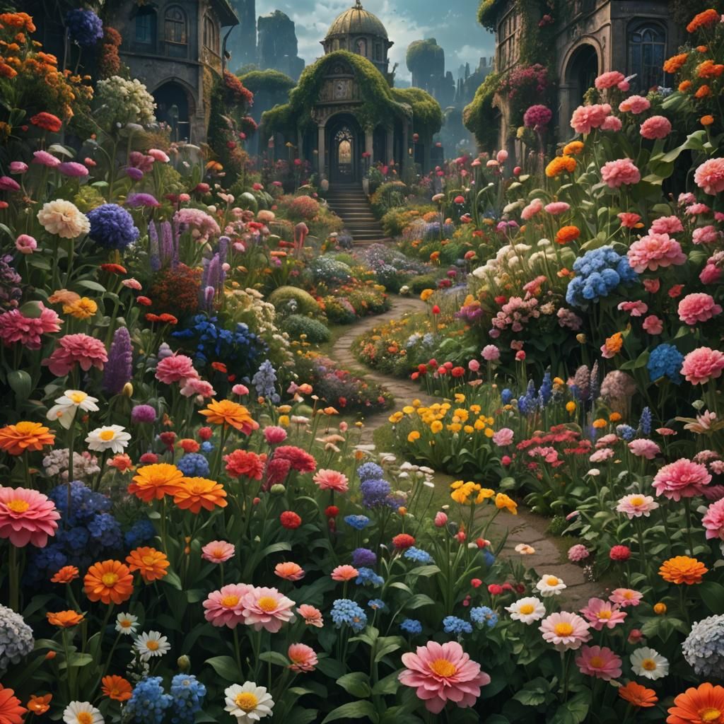 Dramatic Flower Garden Digital Matte Painting