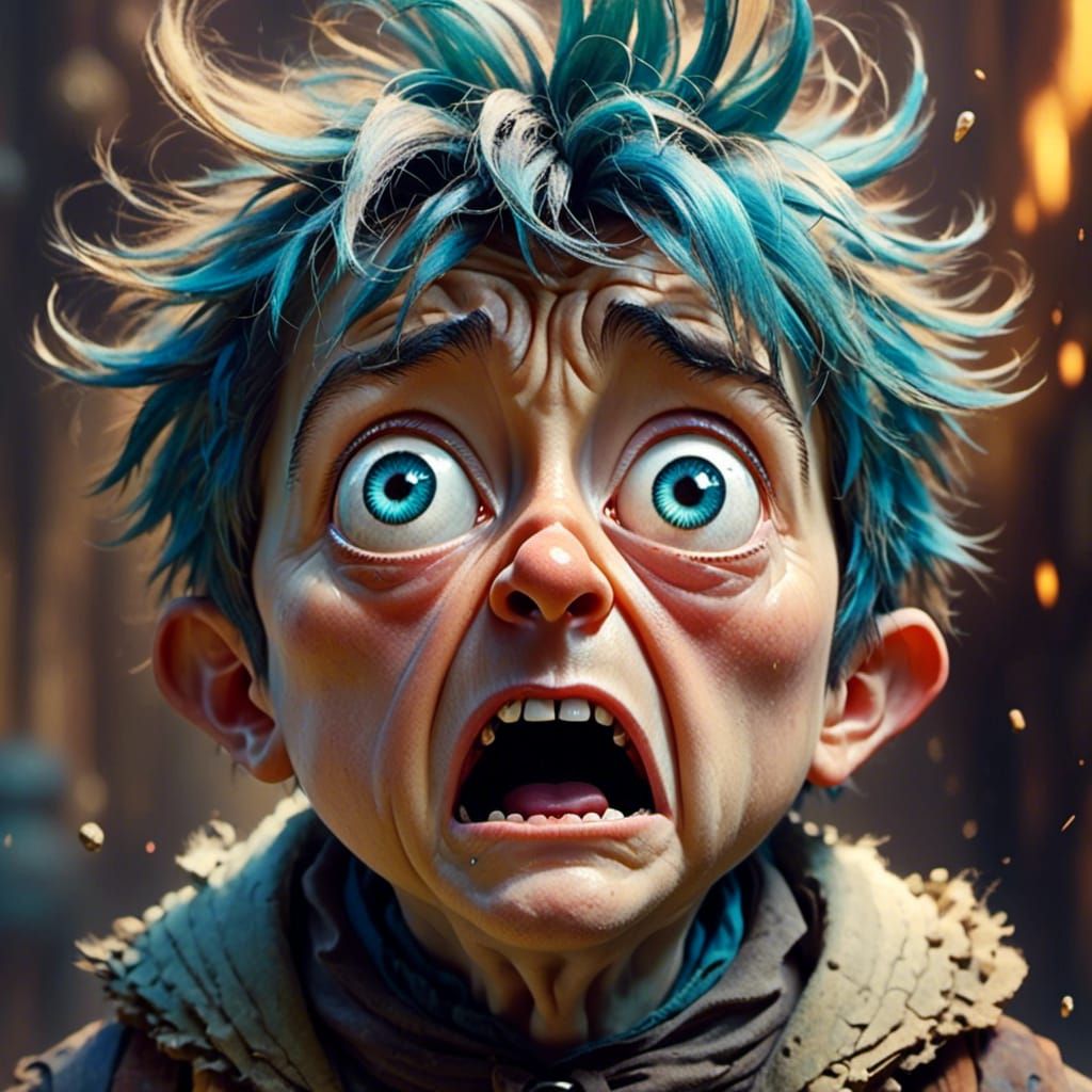 Funny Angry Grandma Portrait in Digital Art Style