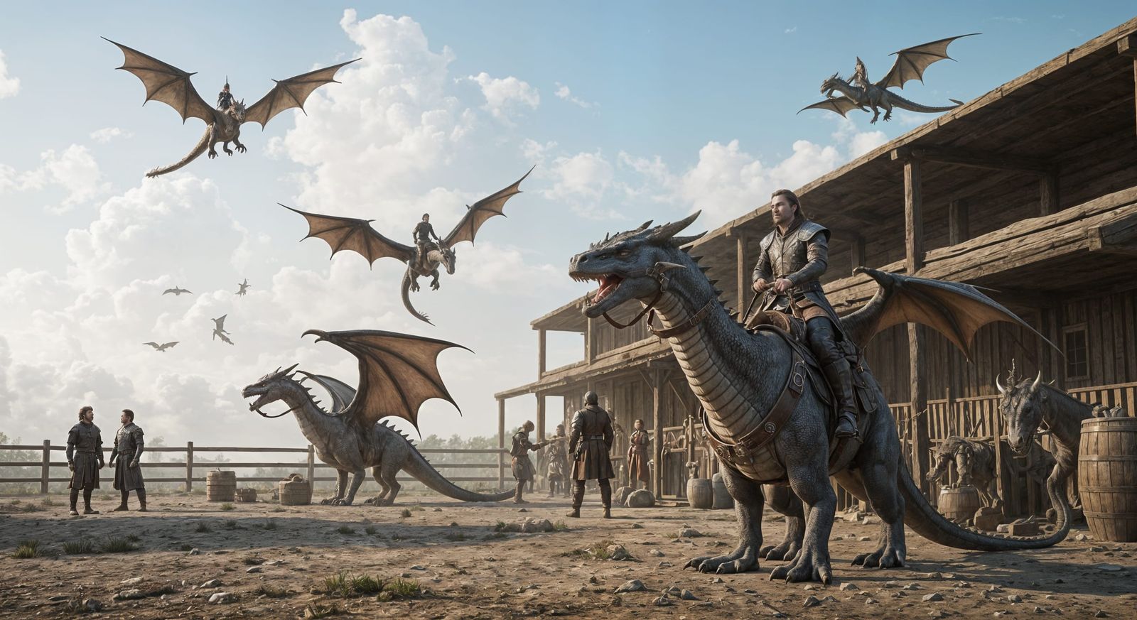 Dragon Riding Range with Medieval Riders