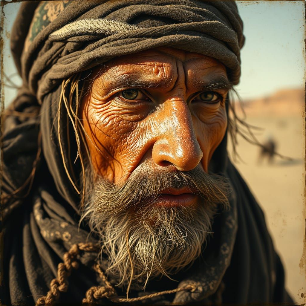 Desert Nomad Split Between Day and Night